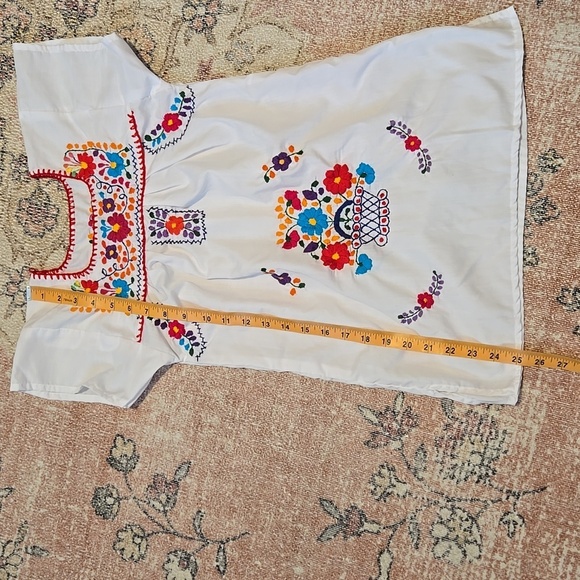 Floral Embroidered Mexican Style Girl's Dress - See Measurements for Sizing - Picture 8 of 9